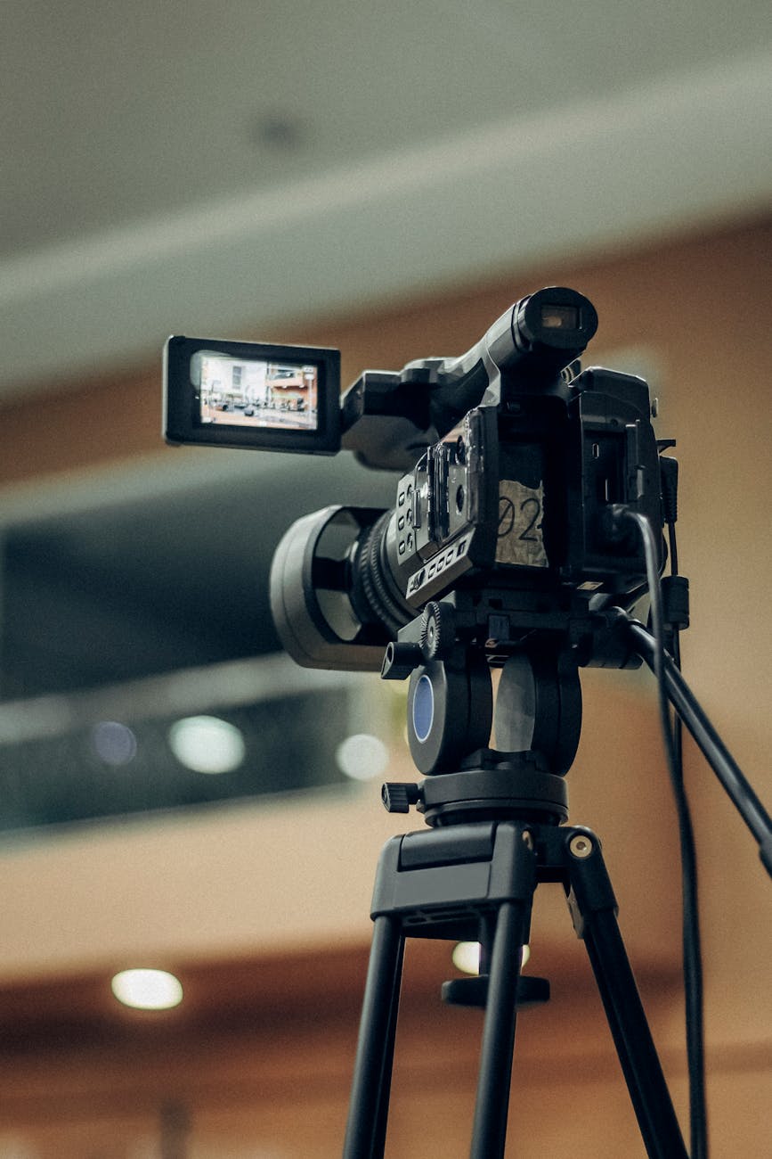 camcorder on stand recording